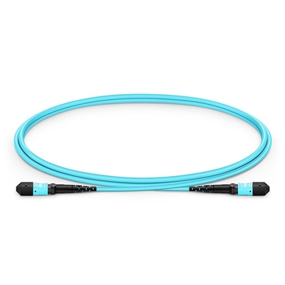 Aqua 1m MPO MPO প্রকার OFNP ফাইবার অপটিক ট্রাঙ্ক কেবল OM3 মাল্টিমোড
