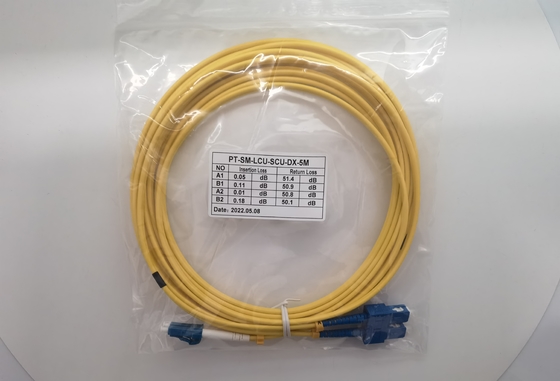 5m LC UPC থেকে SC UPC ডুপ্লেক্স ফাইবার প্যাচ কেবল OS2 একক মোড