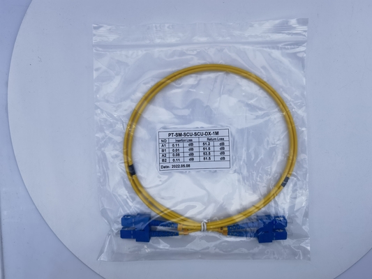 10m SC UPC থেকে SC UPC প্যাচ কর্ড ডুপ্লেক্স 3.0mm OFNR 9/125 একক মোড